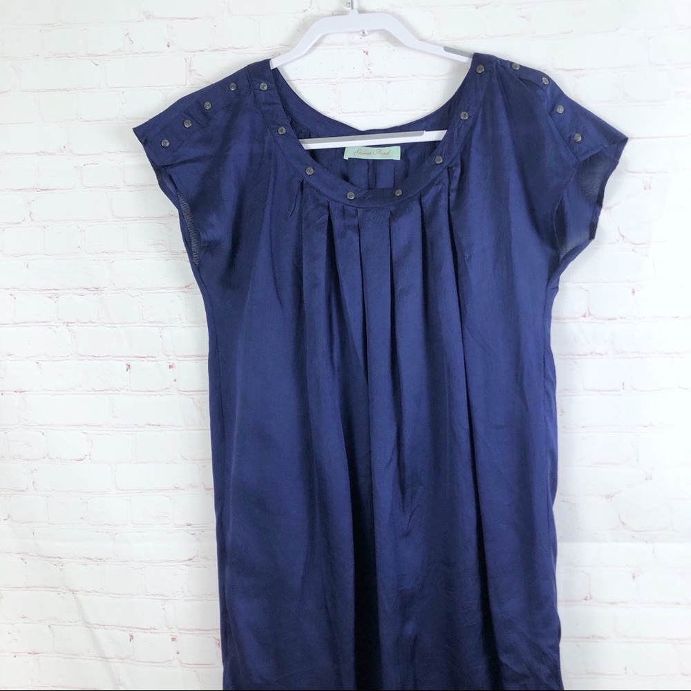 Silk Pleated Shift Tunic Dress